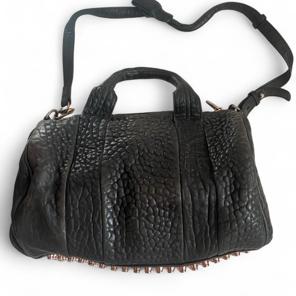 ALEXANDER WANG BLACK STUDDED LEATHER DUFFLE BAG